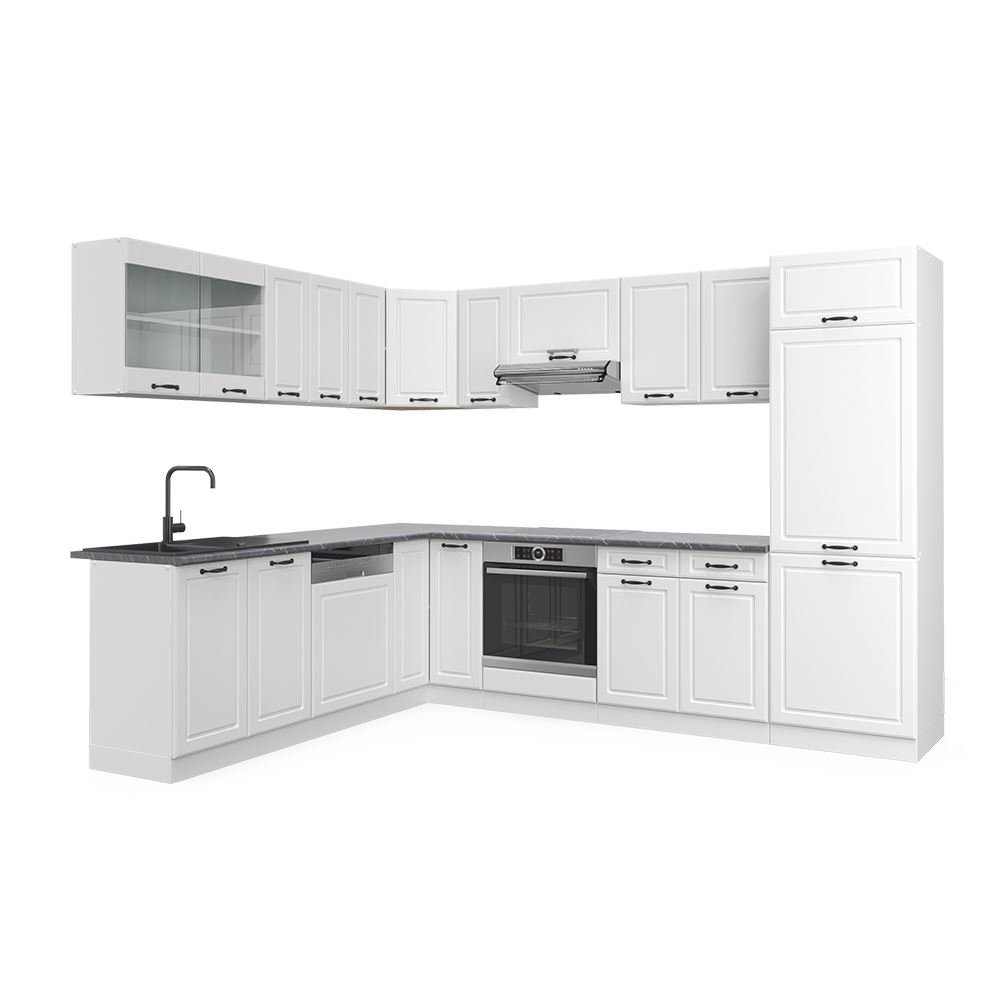 Cocina esquinera Vicco R-Line, blanco campestre/blanco, 227 x 287 cm sin PT - Imagen de 4