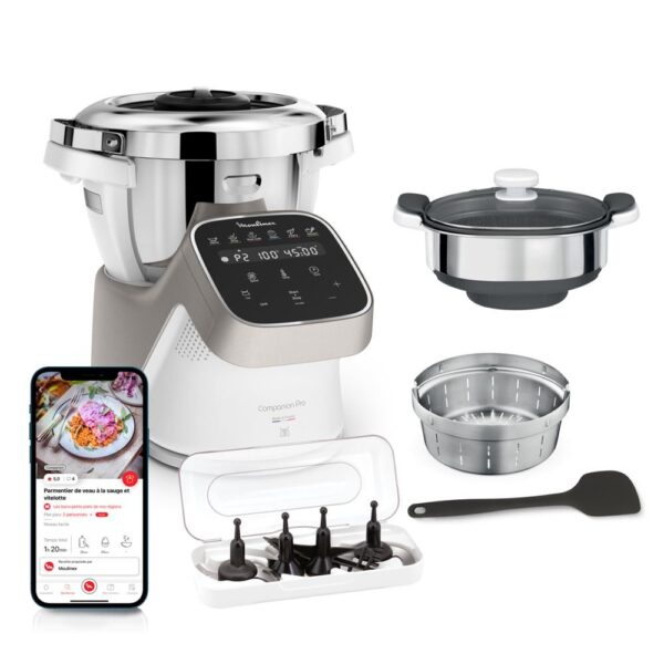 Procesador de alimentos Moulinex Companion Pro con vaporera YY5286FG 1550 W Plateado - Imagen de 2